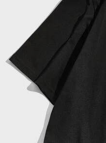 ROMWE MEN Street Life 男士汽車和字母圖案T恤 - 黑色 - 查看 4