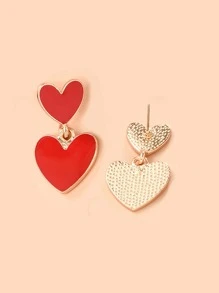 1 cặp bông tai hình trái tim thời trang dành cho phụ nữ để trang trí hàng ngày cho ngày lễ tình nhân - Đỏ - Xem 3