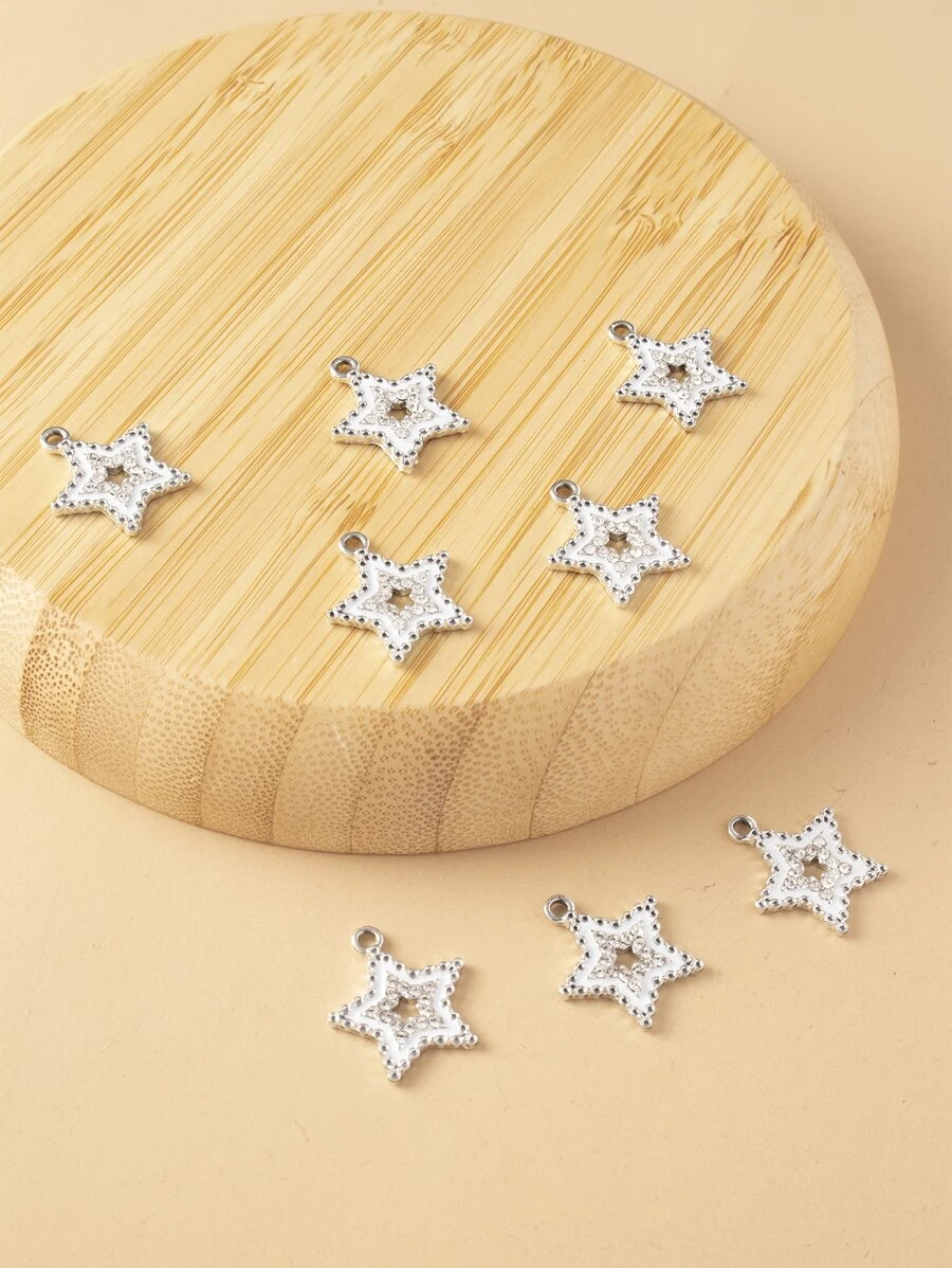 8 cái/bộ Mặt Dây Chuyền Tự Làm Ngôi Sao - Bạc - Xem 1