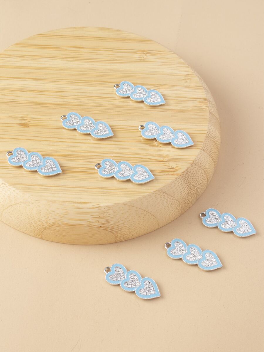 8pcs Heart DIY Pendant - Blue - View 1