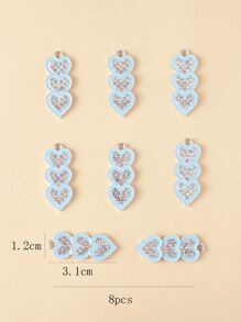 8pcs Heart DIY Pendant - Blue - View 3