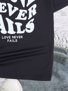 SHEIN Tops con gái Slogan Giải trí - màu đen - Xem 7