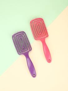 1pc Ribs Comb Hollow Out Hair Brush, Scalp Massage Combs With Ultra-Soft Comb Teeth, Hair Styling Detangler, Fast Blow Drying, Glide Through Tangles With Ease, Hair Brush For Wet/Dry/Long Thick Curly Hair Women, Men, Kids - Pink - View 1