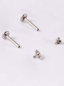 4pcs/set Rhinestone Decor Stud Earring - Silver - View 3