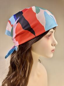 1 pieza Moda bandana para mujeres con patrón de hojas para decorar su look diario, siendo ideal tanto como pañuelo para la cabeza como para el cabello - Multicolor - Ver 5