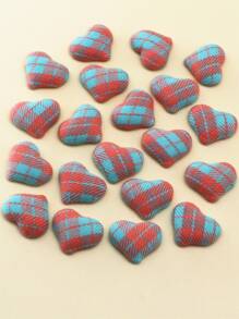 20pcs Plaid Pattern Heart Shaped DIY Hair Accessory - Multicolor - View 1