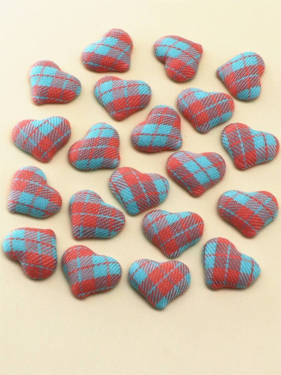 20pcs Plaid Pattern Heart Shaped DIY Hair Accessory - Multicolor - View 1