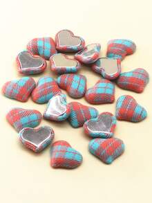 20pcs Plaid Pattern Heart Shaped DIY Hair Accessory - Multicolor - View 2