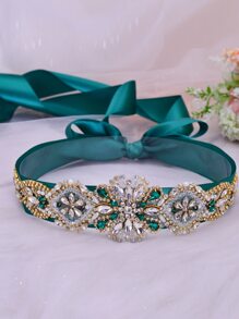 1 cái Phụ nữ Rhinestone Trang trí Thắt lưng cô dâu sang trọng cho tiệc cưới - màu xanh lá - Xem 2