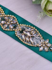 1 cái Phụ nữ Rhinestone Trang trí Thắt lưng cô dâu sang trọng cho tiệc cưới - màu xanh lá - Xem 5