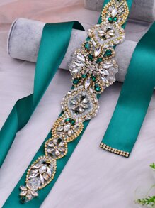1 cái Phụ nữ Rhinestone Trang trí Thắt lưng cô dâu sang trọng cho tiệc cưới - màu xanh lá - Xem 6
