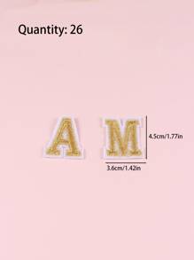 26pcs Creative English Alphabet Heat Transfer Sticker Patch Embroidered Iron-On Applique For Diy Sewing - Gold - View 3