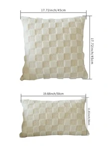 1 pieza con patrón de cuadros Funda de cojín sin moderno franela Funda de almohada decorativa para casa - Beis - Ver 2