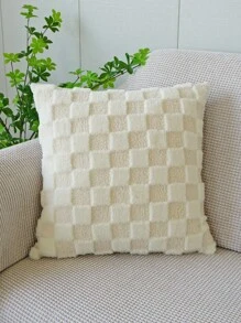 1 pieza con patrón de cuadros Funda de cojín sin moderno franela Funda de almohada decorativa para casa - Beis - Ver 6