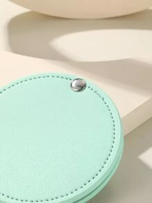 Espejo de maquillaje, 1 pieza Mini espejo de maquillaje giratorio portátil cubierto de PU, regalo para mujer - Azul menta - Ver 2