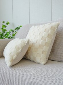 1 pieza con patrón de cuadros Funda de cojín sin moderno franela Funda de almohada decorativa para casa - Beis - Ver 7
