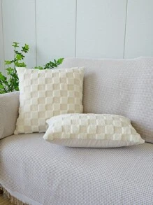 1 pieza con patrón de cuadros Funda de cojín sin moderno franela Funda de almohada decorativa para casa - Beis - Ver 8