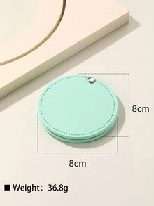 Espejo de maquillaje, 1 pieza Mini espejo de maquillaje giratorio portátil cubierto de PU, regalo para mujer - Azul menta - Ver 4