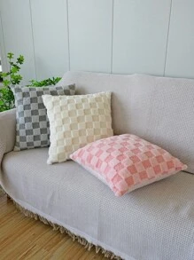 1 pieza con patrón de cuadros Funda de cojín sin moderno franela Funda de almohada decorativa para casa - Beis - Ver 10