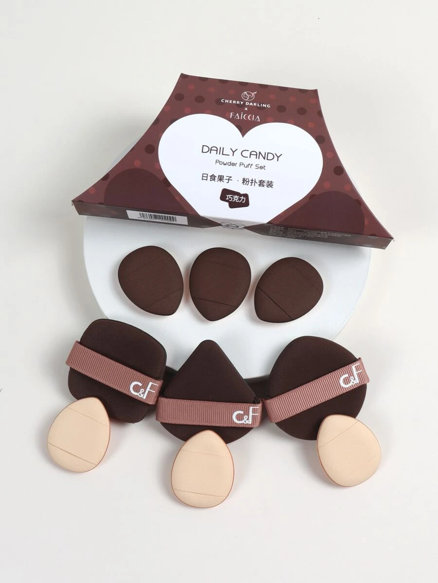 3入組化妝棉和6入組手指迷你化妝棉，帶氣墊粉撲、不含乳膠混合海綿和化妝棉，適用於粉底液、粉餅、遮瑕膏適合所有膚質 - 彩色 - 查看 1