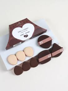 3入組化妝棉和6入組手指迷你化妝棉，帶氣墊粉撲、不含乳膠混合海綿和化妝棉，適用於粉底液、粉餅、遮瑕膏適合所有膚質 - 彩色 - 查看 3