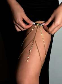 唱片裝飾大腿鏈 - 金黃色 - 查看 1