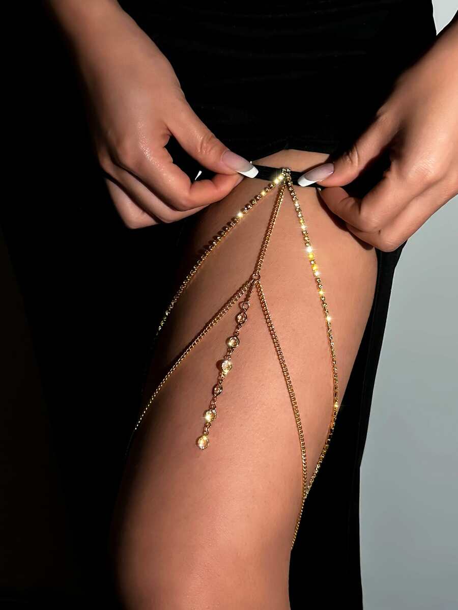 唱片裝飾大腿鏈 - 金黃色 - 查看 1