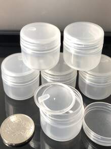 10pcs Solid Color PP Simple 10g Travel Size Small Bottles, Portable Foundation Cream Containers, Empty Plastic Sample Jars, Round Cosmetic Pots With Lids, Refillable For Makeup Remover, Toner Etc., Travel Storage Cream Jars, Leak-Proof, Unisex, Essential For Bathroom & Travel - Clear - View 7