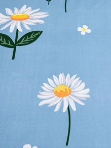 1pc Flower Pattern Bed Skirt, Modern Fabric Ruffle Design Bed Skirt For Home - Multicolor - View 8