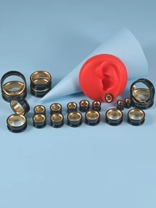 2pcs/set Two Tone Ear Gauge - Multicolor - View 1