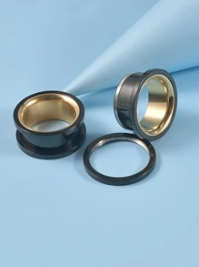 2pcs/set Two Tone Ear Gauge - Multicolor - View 8