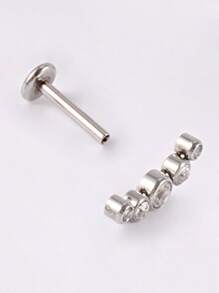 3 piezas Pendiente de tachuela con diseño de diamante de imitación - Plateado - Ver 3