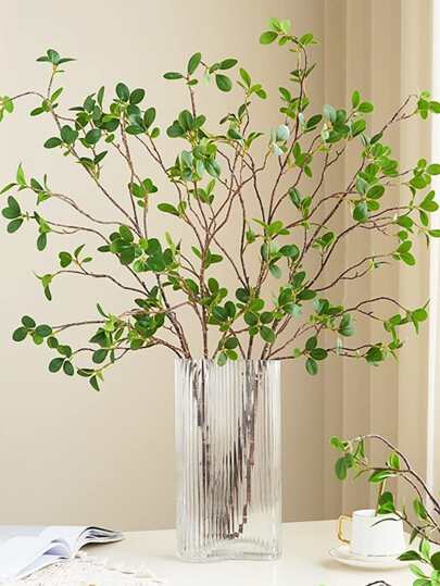 1 件塑料人造植物，人造叶枝，适用于家居装饰、情人节、礼物