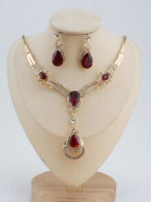 3入組水鑽水滴裝飾首飾套裝 - 查看 3