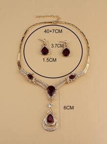 3入組水鑽水滴裝飾首飾套裝 - 查看 4