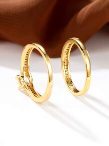 2 chiếc nhẫn trang trí kim cương giả - Màu vàng - Xem 2