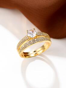 2 chiếc nhẫn trang trí kim cương giả - Màu vàng - Xem 3
