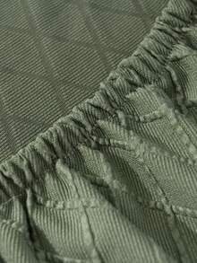 1pc Solid Stretchy Chair Slipcover, Minimalist Polyester Dining Room Chair Slipcover For Home - Green - View 2