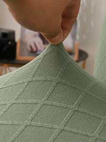 1pc Solid Stretchy Chair Slipcover, Minimalist Polyester Dining Room Chair Slipcover For Home - Green - View 4