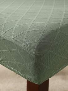 1pc Solid Stretchy Chair Slipcover, Minimalist Polyester Dining Room Chair Slipcover For Home - Green - View 5