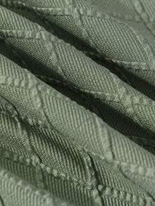 1pc Solid Stretchy Chair Slipcover, Minimalist Polyester Dining Room Chair Slipcover For Home - Green - View 6