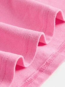 SHEIN BASICS Plus Size Short Sleeve Solid Crop Tee - Pink - View 7