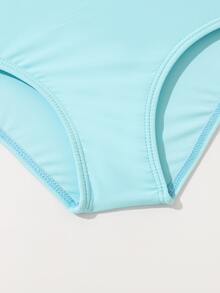 Toddler Girls Color Block Zipper Front One Piece Swimsuit - Navy Blue - View 4