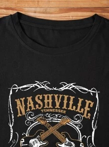 SHEIN LUNE Camiseta con estampado de letra