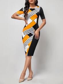 SHEIN Clasi Đầm Hình học Giải trí - Nhiều màu - Xem 4