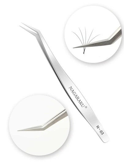 NAGARAKU Ögonfransförlängningspincett Makeup Rostfritt stål Ögonfrans 1st Silver För ögonfranskollektion För proffs N-03