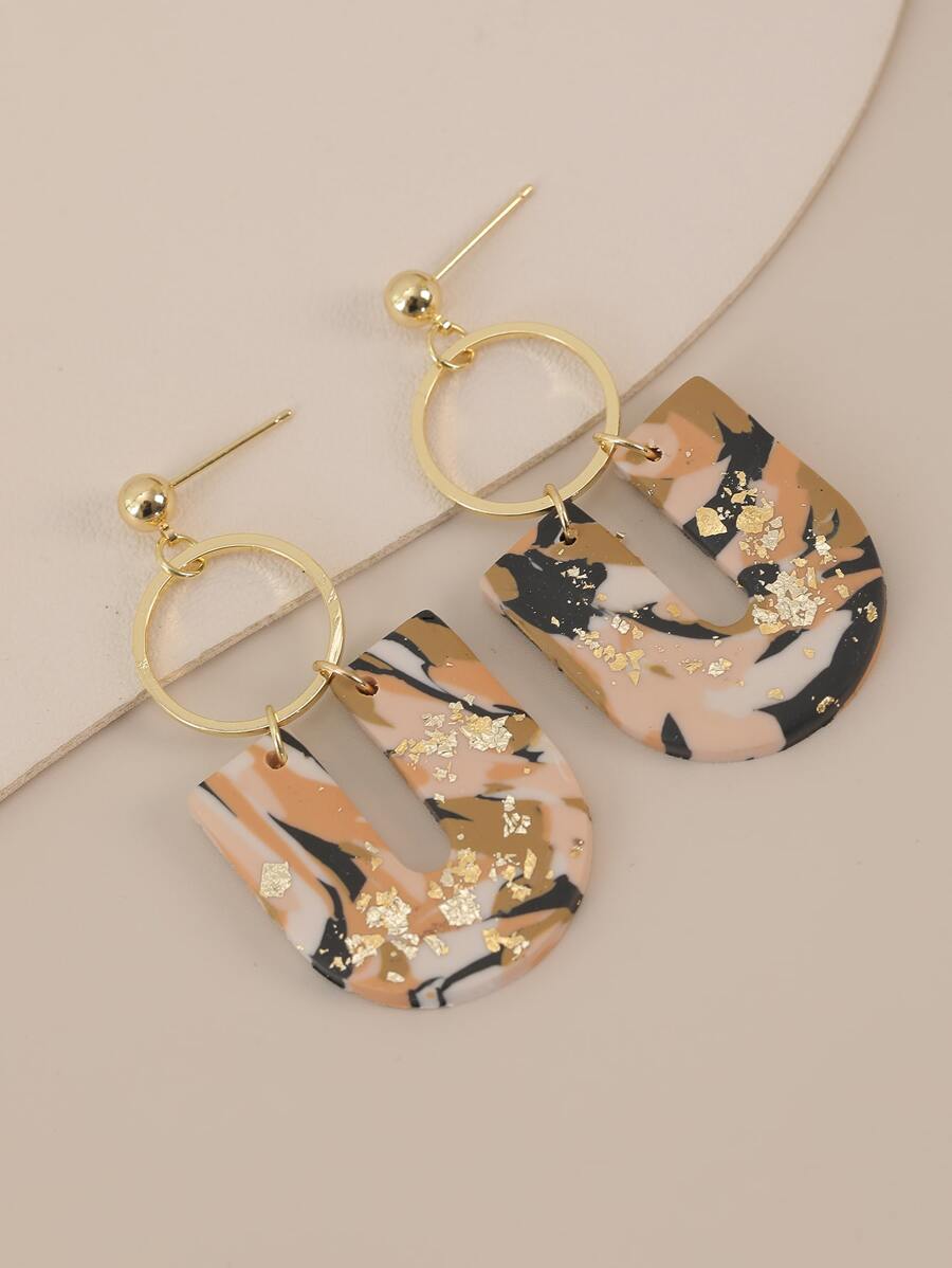 Geometric Drop Earrings - Multicolor - View 1