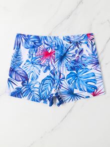 Manfinity Swimmode Men Tropical Print Swim Trunks - Blue and White - View 2