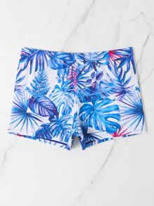 Manfinity Swimmode Men Tropical Print Swim Trunks - Blue and White - View 6