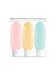 3入組60毫升空分裝瓶，液體旅行瓶，洗髮水護髮素乳液沐浴露防漏可擠壓旅行配件 - 彩色 - 查看 3